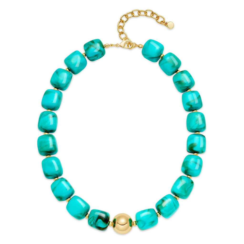 Bohemian-style Multicolor Resin Bead Necklace قلادة من الخرز الراتنجي متعدد الألوان على الطراز البوهيمي