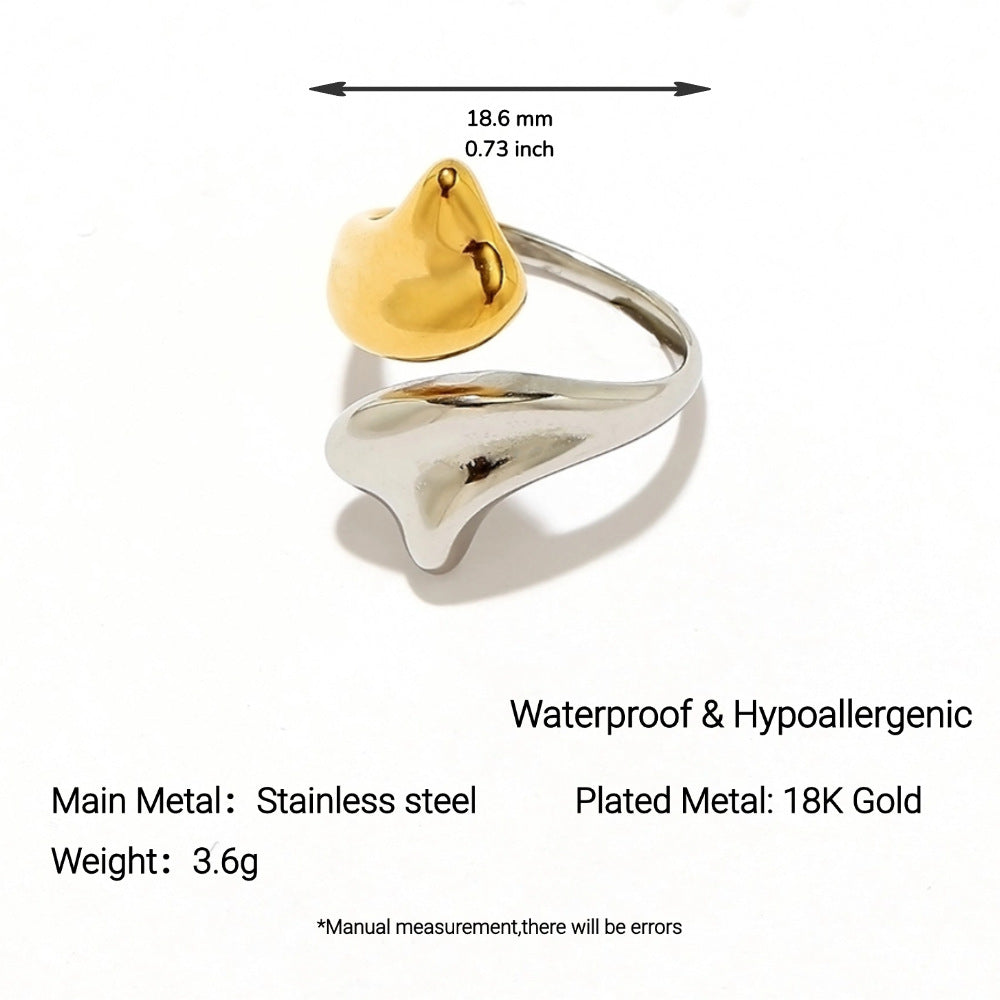Ins Titanium Steel Ring Round Geometric 18K Gold Plated Niche Women Jewelry خاتم من الفولاذ التيتانيوم بتصميم هندسي دائري مطلي بالذهب عيار 18 قيراطًا، قطعة مجوهرات نسائية أنيقة