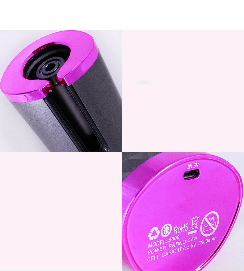 Rechargeable Automatic Hair Curler Women Portable Hair Curling Irمكواة تجعيد الشعر الأوتوماتيكية القابلة لإعادة الشحن للنساء، مكواة تجعيد شعر محمولة بشاشة LCD، مصنوعة من السيراميك، دوارة لتجعيد الشعر وتموجهه