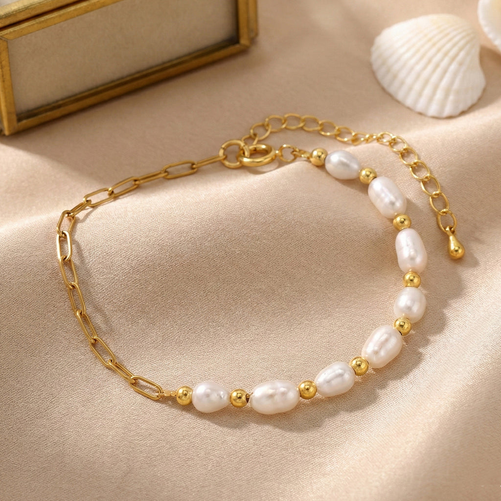 Niche High-end Freshwater Pearl Bracelet سوار من اللؤلؤ الطبيعي الفاخر