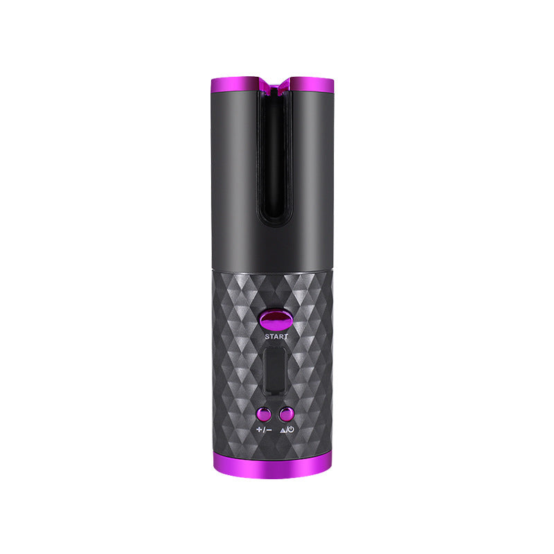 Rechargeable Automatic Hair Curler Women Portable Hair Curling Irمكواة تجعيد الشعر الأوتوماتيكية القابلة لإعادة الشحن للنساء، مكواة تجعيد شعر محمولة بشاشة LCD، مصنوعة من السيراميك، دوارة لتجعيد الشعر وتموجهه