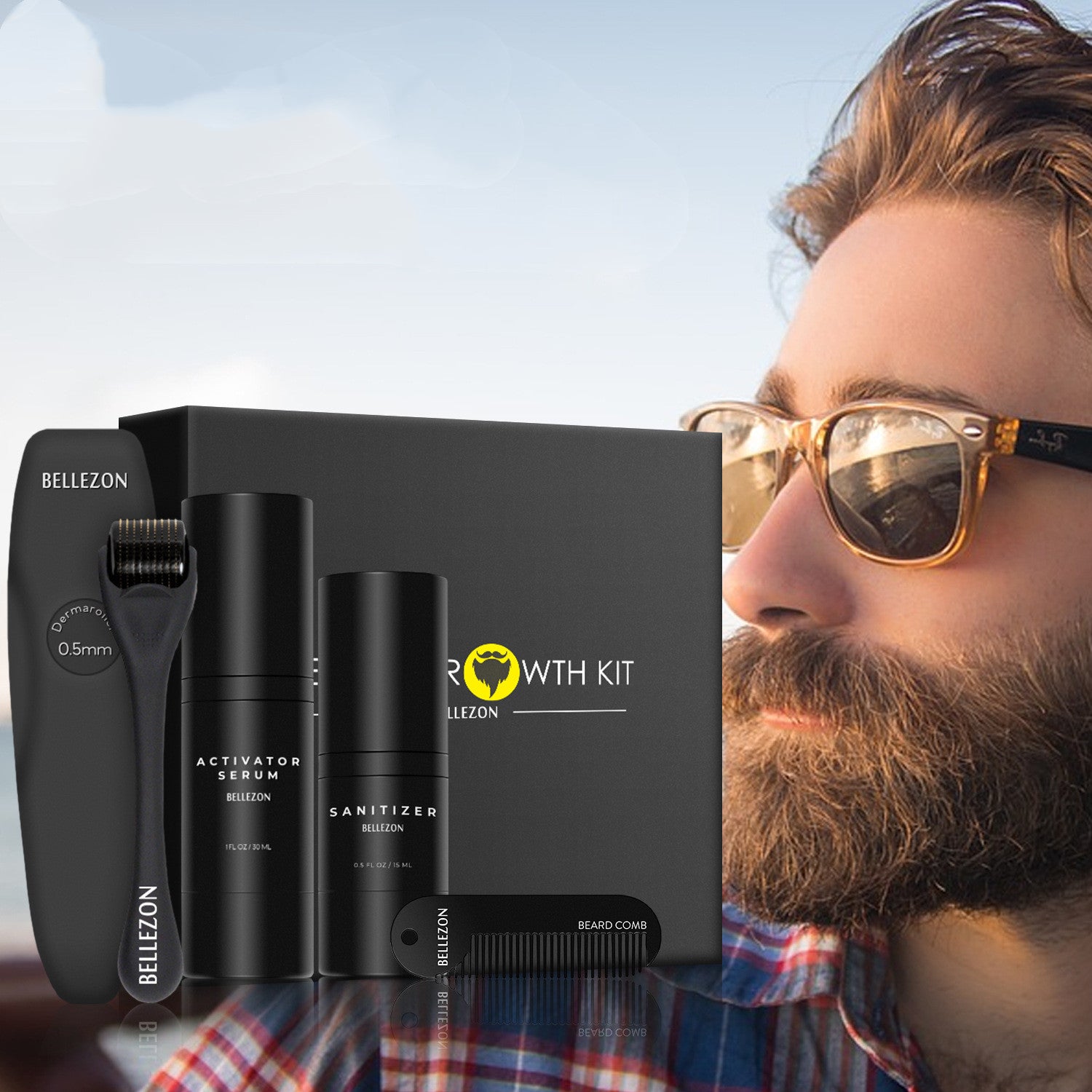 Beard Growth Liquid Beard Care Set مجموعة العناية باللحية السائلة لنمو اللحية