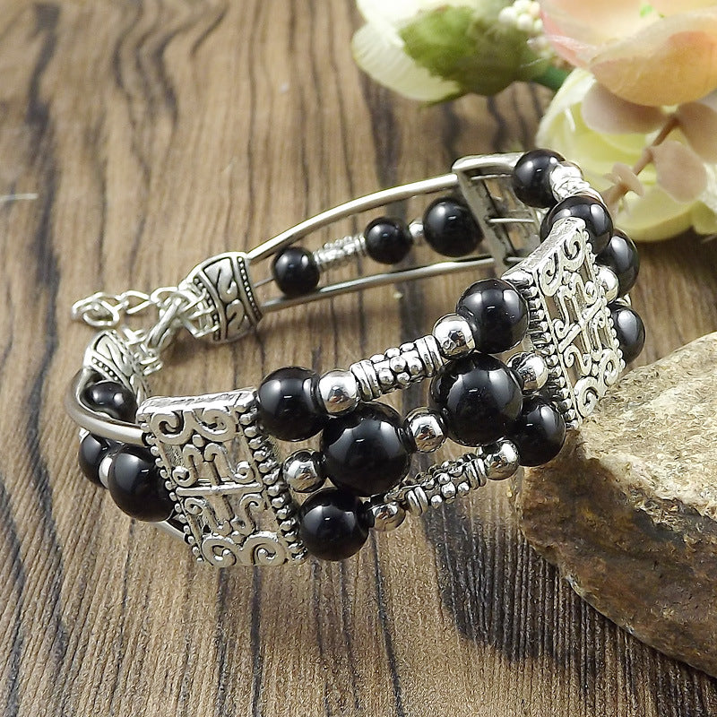 Ethnic-style Vintage Bangle With Exotic Miao Silver Design سوار عتيق الطراز ذو تصميم عرقي مزين بفضة مياو غريبة