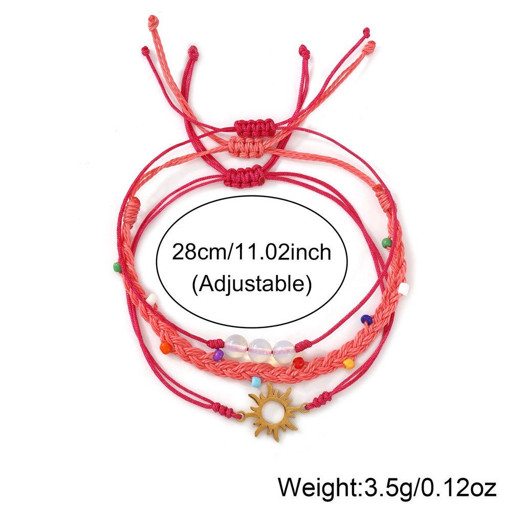 Summer Beach Vacation Style Handmade Waxed Cord Bracelet سوار مصنوع يدويًا من حبل مشمع، مستوحى من أجواء العطلات الصيفية على الشاطئ