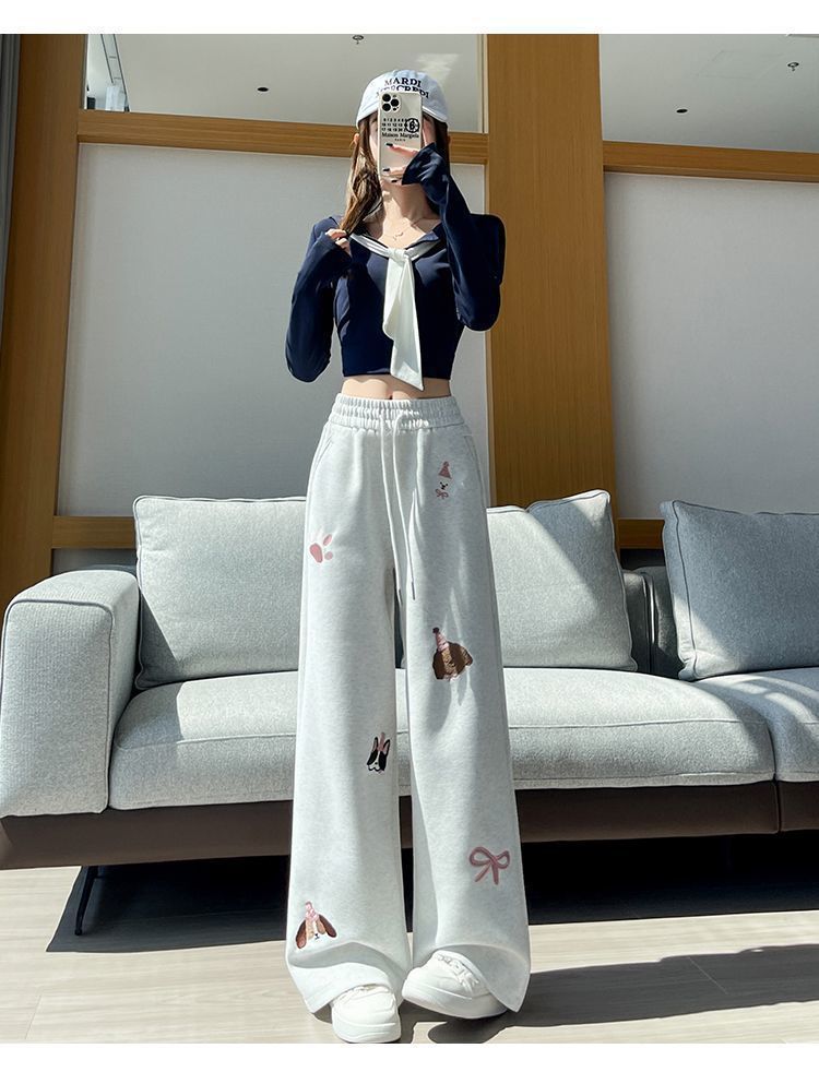 Women's Cartoon Sports Casual Loose Sweatpants بنطلون رياضي نسائي فضفاض برسومات كرتونية