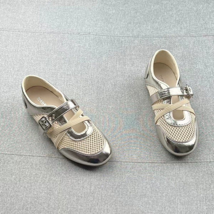 2026 Summer New Korean Style Hollow Mesh Mary Jane Shoes For Women, Fashion Versatile Comfort Soft Flat Loafers أحذية ماري جين النسائية الجديدة ذات الطراز الكوري الصيفي لعام 2026، مصنوعة من شبكة مجوفة، أنيقة ومتعددة الاستخدامات ومريحة وناعمة.
