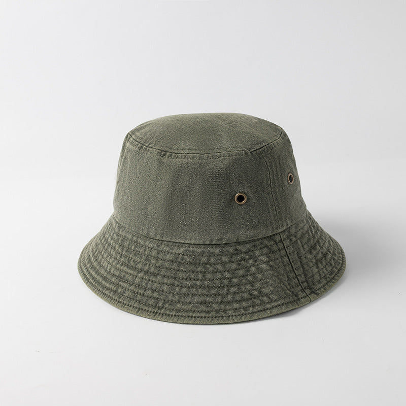 Personalized Distressed Simple Solid-Colored Bucket Hat قبعة دلو بسيطة بلون موحد بتصميم عتيق ومخصصة