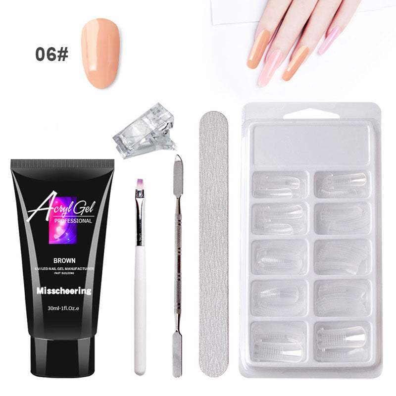 Painless Extension Gel Nail Art Without Paper Holder Quick Model Painless Crystal Gel Set جل تمديد الأظافر بدون ألم، بدون حامل ورق، مجموعة جل كريستالي سريعة التركيب بدون ألم