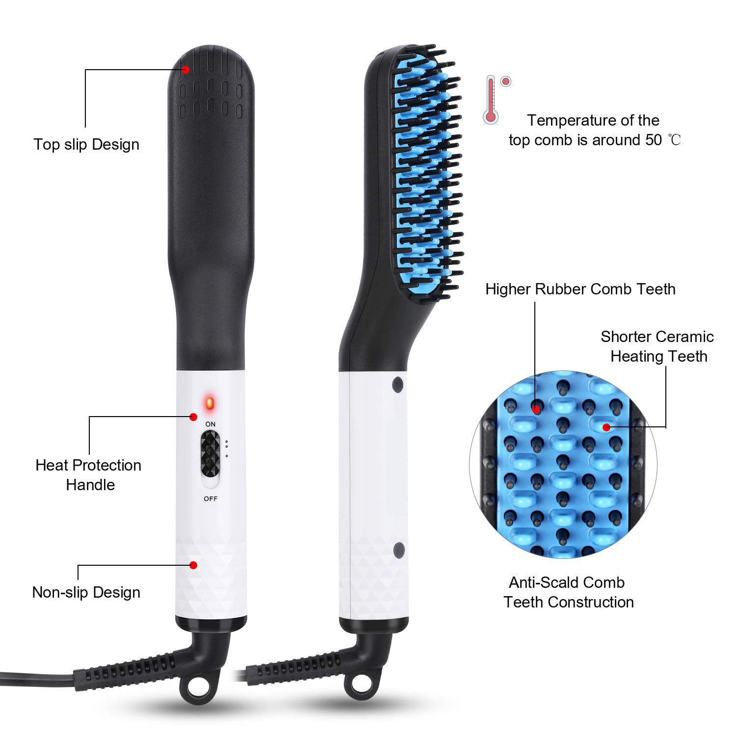 Multifunctional Hair Straightener Hair Comb Brush Men Beard Straightener Straightening مكواة شعر متعددة الوظائف، مشط وفرشاة، مكواة لحية للرجال