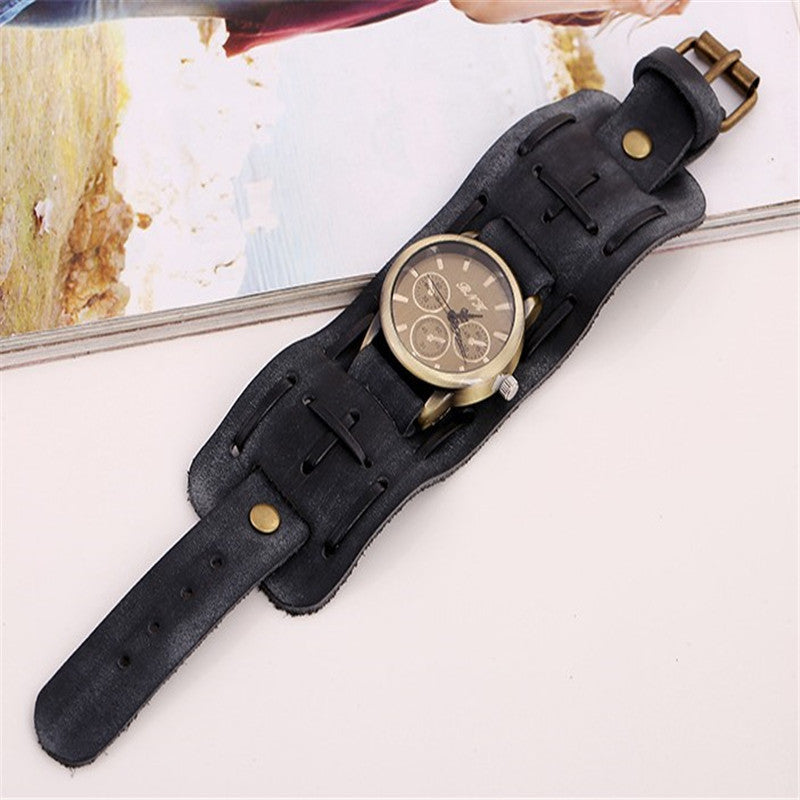 Accessories Foreign Trade Watches Retro Cowhide Watches Punk Watches Men'S Wrist Watches إكسسوارات، تجارة خارجية، ساعات، ساعات جلدية كلاسيكية، ساعات بانك، ساعات يد رجالية