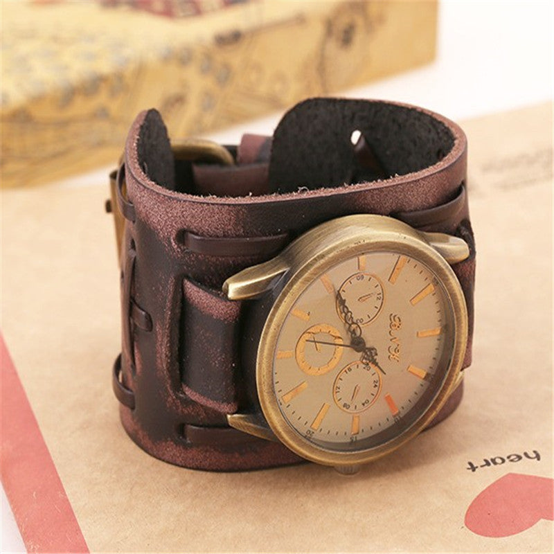 Accessories Foreign Trade Watches Retro Cowhide Watches Punk Watches Men'S Wrist Watches إكسسوارات، تجارة خارجية، ساعات، ساعات جلدية كلاسيكية، ساعات بانك، ساعات يد رجالية