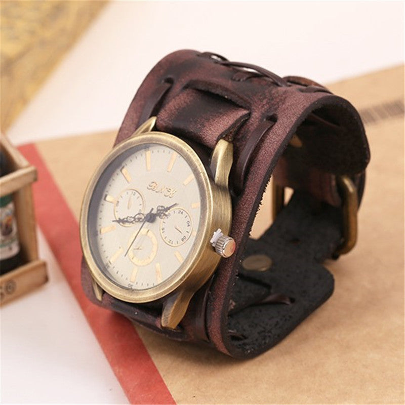 Accessories Foreign Trade Watches Retro Cowhide Watches Punk Watches Men'S Wrist Watches إكسسوارات، تجارة خارجية، ساعات، ساعات جلدية كلاسيكية، ساعات بانك، ساعات يد رجالية