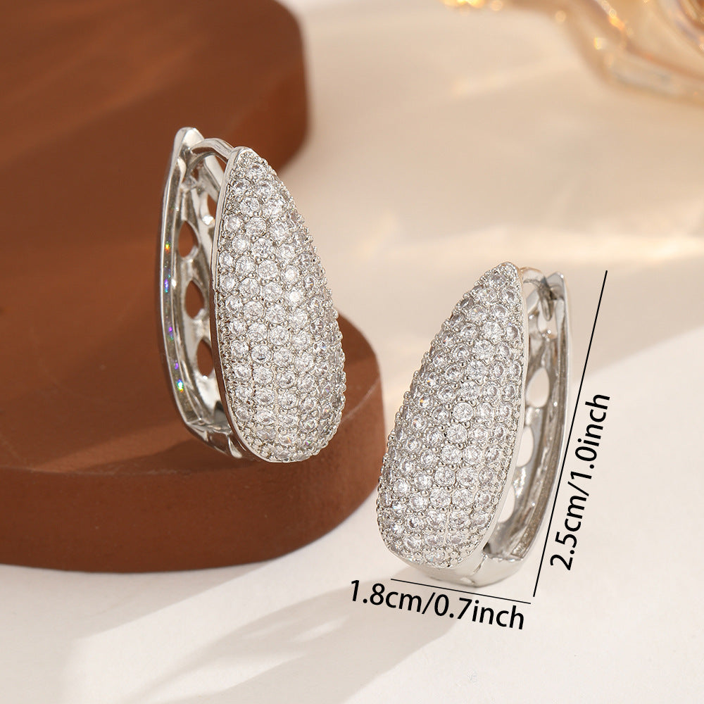 Women's European And American-style Micro-pave Cubic Zirconia Earrings أقراط نسائية مرصعة بالزركونيا المكعبة على الطراز الأوروبي والأمريكي