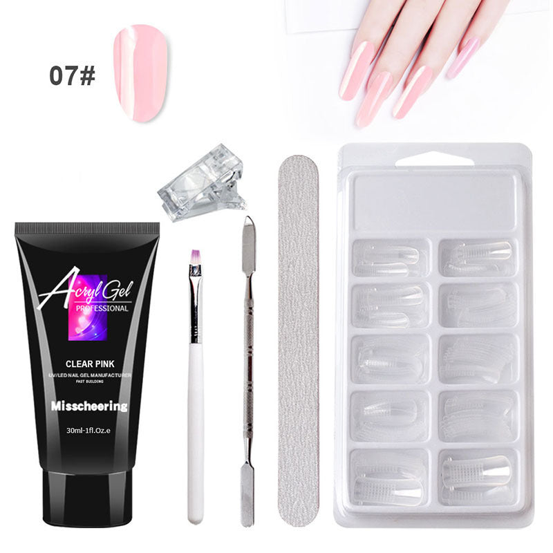 Painless Extension Gel Nail Art Without Paper Holder Quick Model Painless Crystal Gel Set جل تمديد الأظافر بدون ألم، بدون حامل ورق، مجموعة جل كريستالي سريعة التركيب بدون ألم
