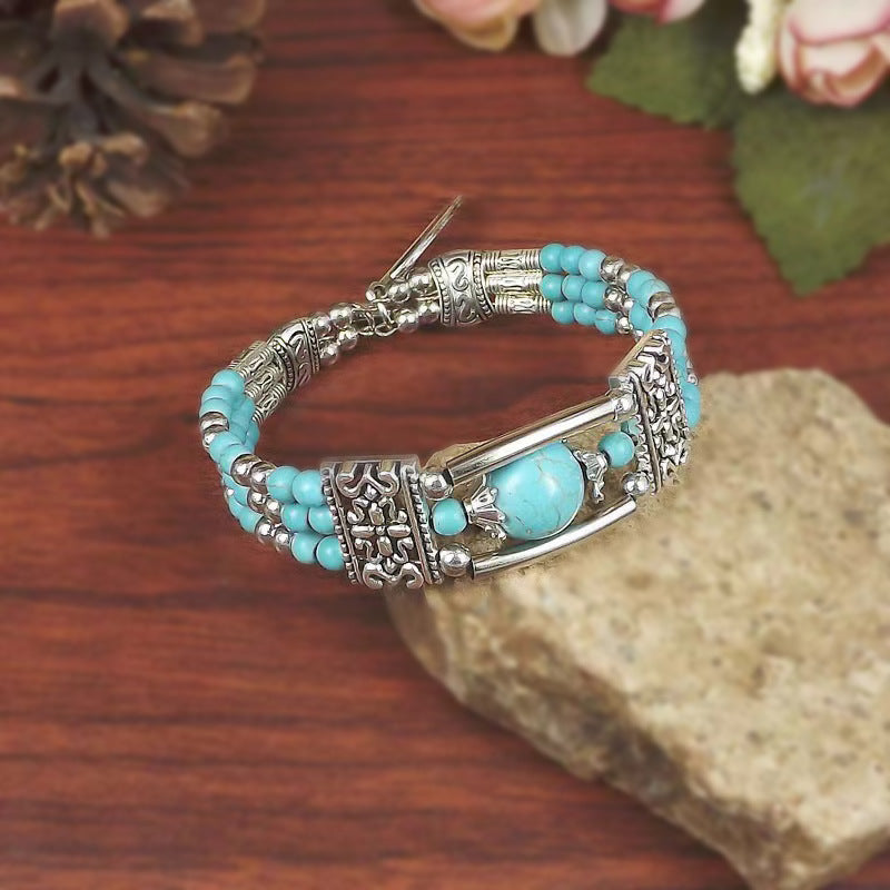 Ethnic-style Vintage Bangle With Exotic Miao Silver Design سوار عتيق الطراز ذو تصميم عرقي مزين بفضة مياو غريبة