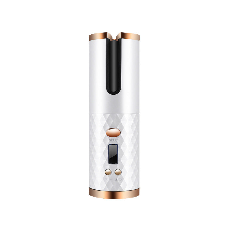 Rechargeable Automatic Hair Curler Women Portable Hair Curling Irمكواة تجعيد الشعر الأوتوماتيكية القابلة لإعادة الشحن للنساء، مكواة تجعيد شعر محمولة بشاشة LCD، مصنوعة من السيراميك، دوارة لتجعيد الشعر وتموجهه