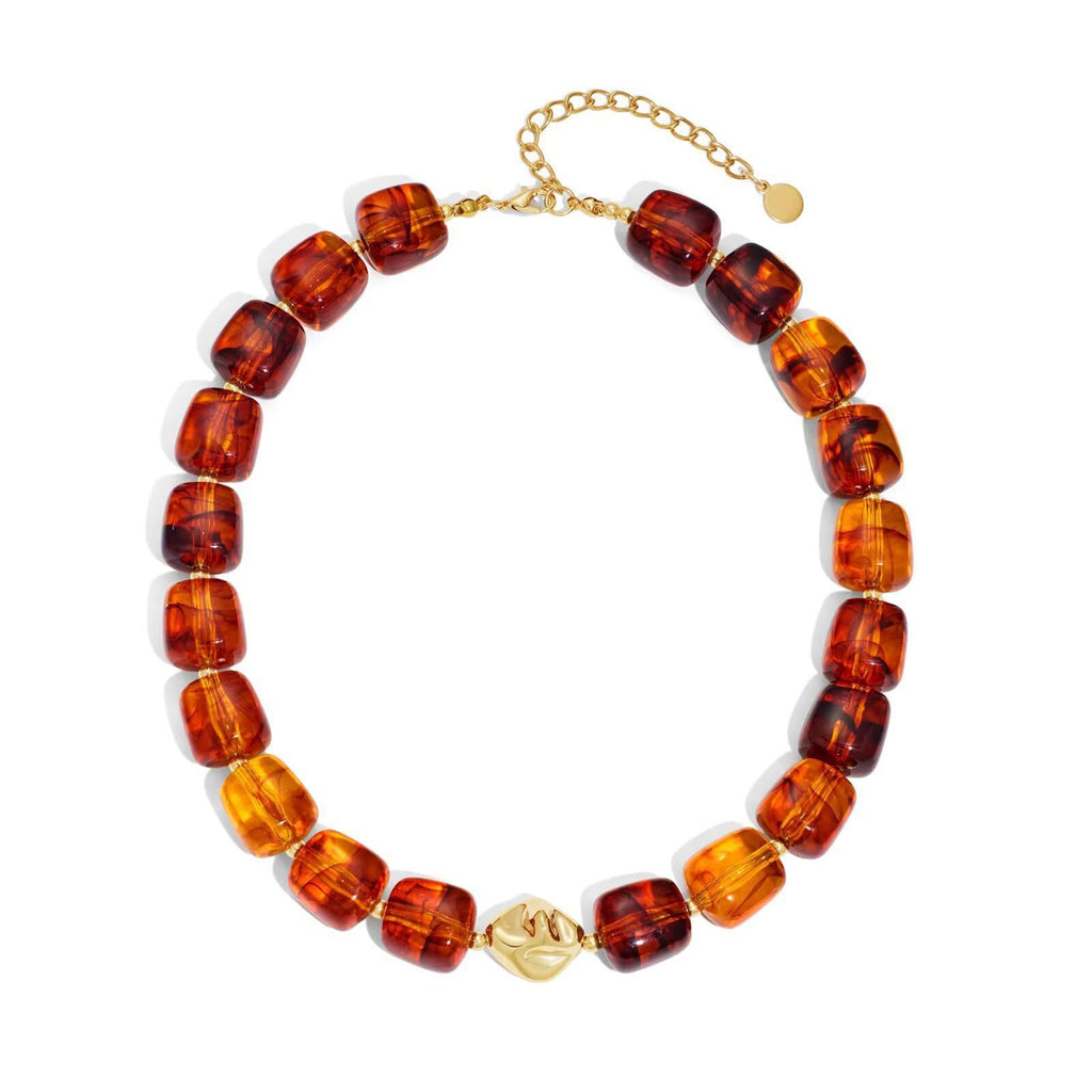 Bohemian-style Multicolor Resin Bead Necklace قلادة من الخرز الراتنجي متعدد الألوان على الطراز البوهيمي