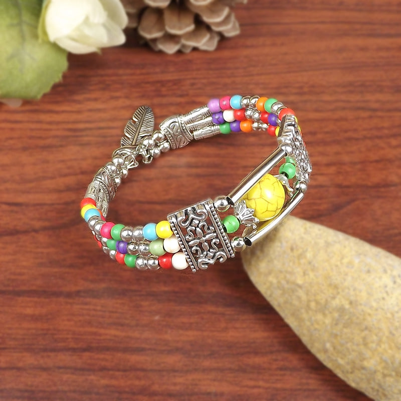 Ethnic-style Vintage Bangle With Exotic Miao Silver Design سوار عتيق الطراز ذو تصميم عرقي مزين بفضة مياو غريبة