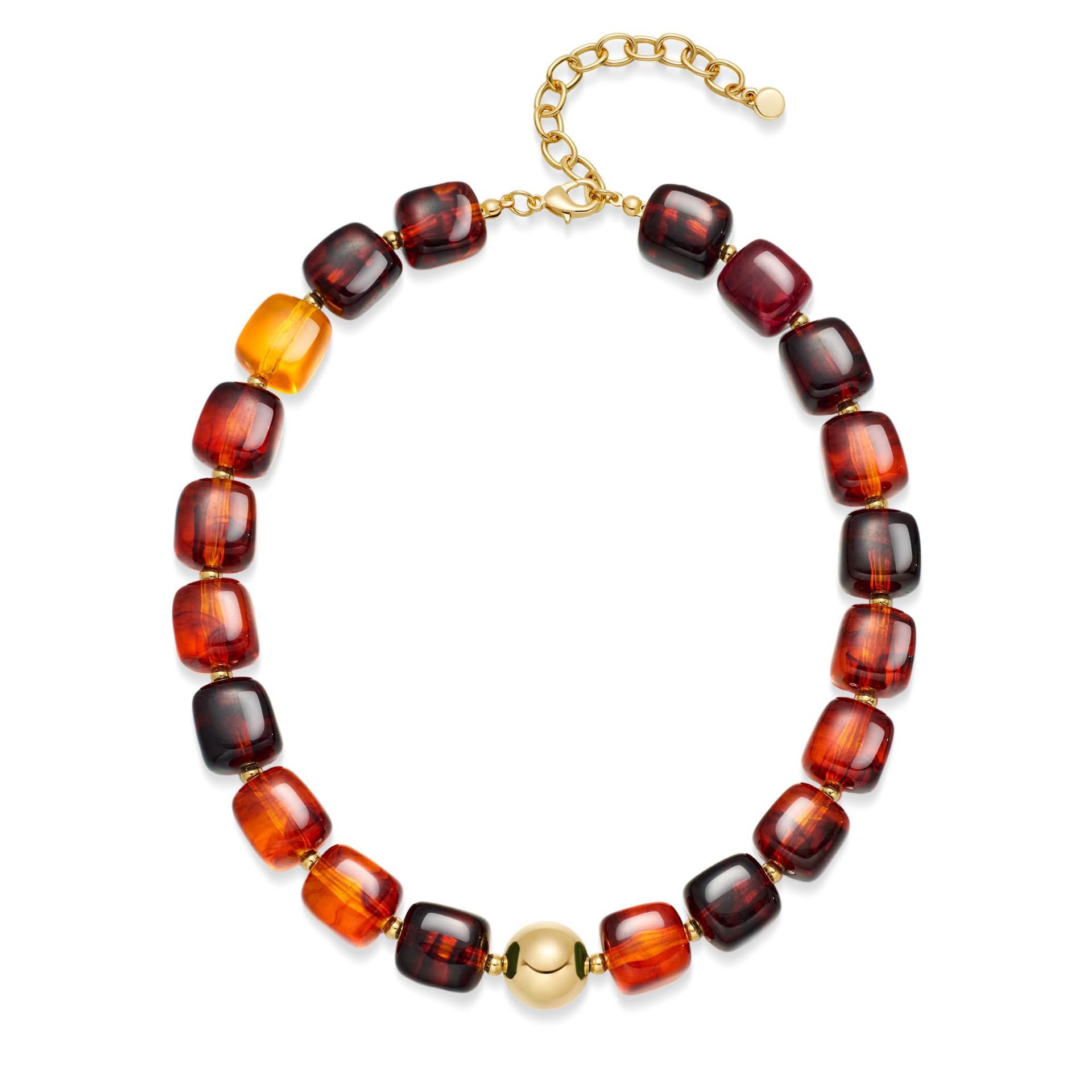 Bohemian-style Multicolor Resin Bead Necklace قلادة من الخرز الراتنجي متعدد الألوان على الطراز البوهيمي