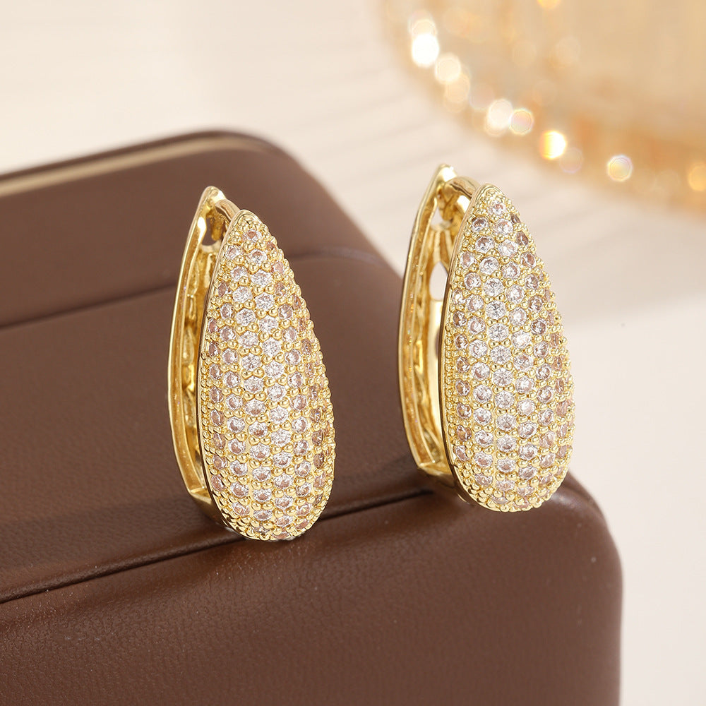 Women's European And American-style Micro-pave Cubic Zirconia Earrings أقراط نسائية مرصعة بالزركونيا المكعبة على الطراز الأوروبي والأمريكي