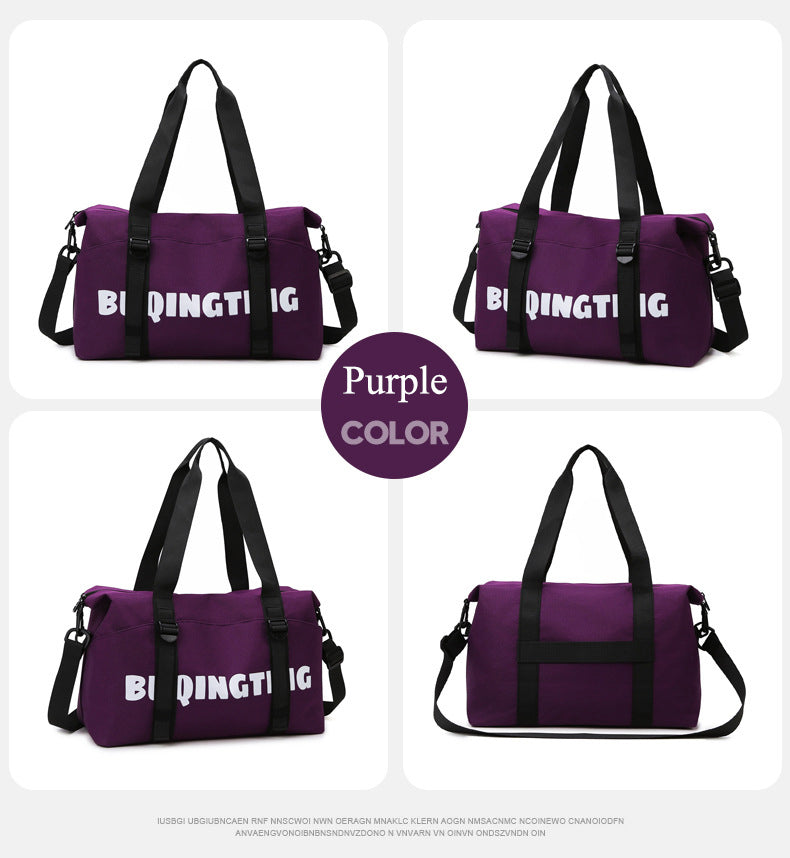 Women's Fashion Letter Print Gym Duffel Bag - Wet & Dry Separation Yoga Fitness Tote, Weekender Overnight Shoulder Bag For Travel