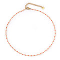 Handmade Beaded Red And Gold Double-Layer Necklace قلادة مصنوعة يدوياً من الخرز الأحمر والذهبي بطبقتين