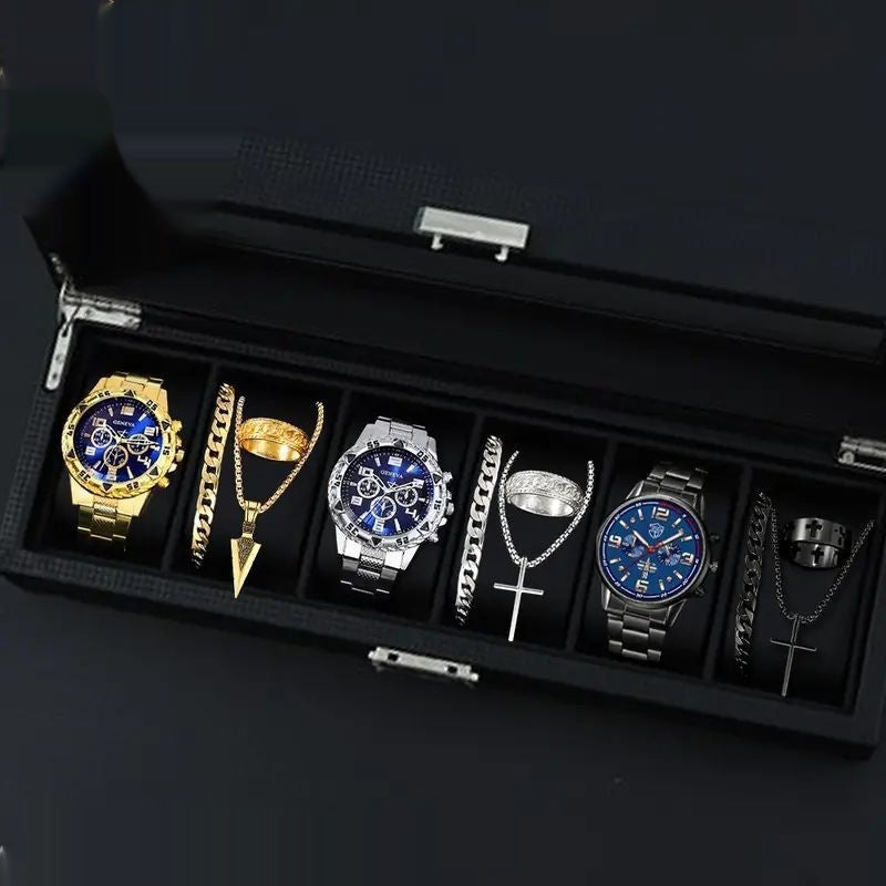 12-set Men's Watches Fashionable Multi-color Assortment Of Quartz Men's Watches مجموعة من 12 ساعة يد رجالية عصرية متعددة الألوان تعمل بحركة الكوارتز