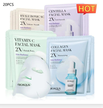 Collagen Face Mask Moisturizing Firming Face Sheet Mask Hyaluronic Acid Facial Masks Beauty Skin Care Gel Skin Care قناع الكولاجين للوجه، قناع ورقي مرطب ومشد للوجه، قناع حمض الهيالورونيك للوجه، جل للعناية بالبشرة، العناية بالبشرة