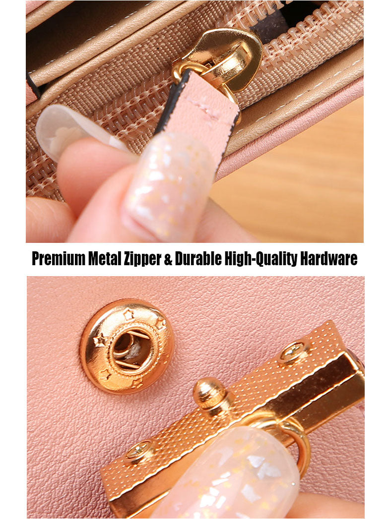 Women's Fashion Long Wallet Clutch - Elegant Hollow Out Leaf Design Zipper Closure Wristlet Handbag With Card Slots & Phone Compartment, Trendy Evening Purse For Ladies & Girls