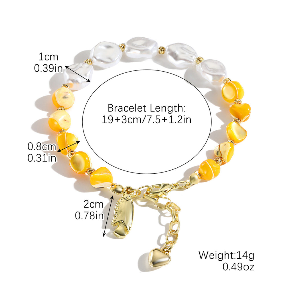 Moon Heart And Five-Pointed Star Natural Shell Bead Bracelet سوار من خرز الصدف الطبيعي على شكل قلب القمر ونجمة خماسية