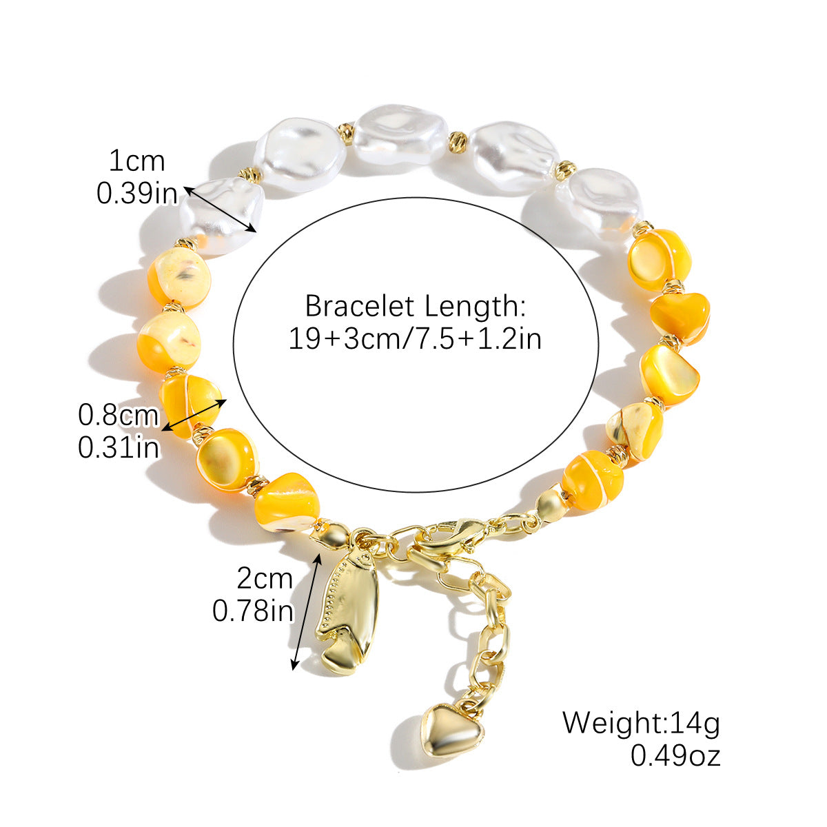 Moon Heart And Five-Pointed Star Natural Shell Bead Bracelet سوار من خرز الصدف الطبيعي على شكل قلب القمر ونجمة خماسية