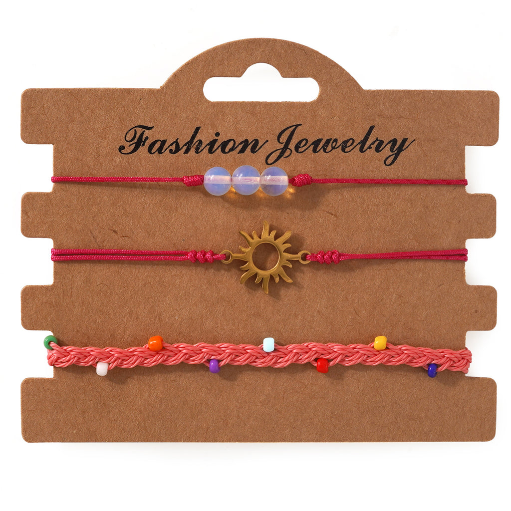 Summer Beach Vacation Style Handmade Waxed Cord Bracelet سوار مصنوع يدويًا من حبل مشمع، مستوحى من أجواء العطلات الصيفية على الشاطئ