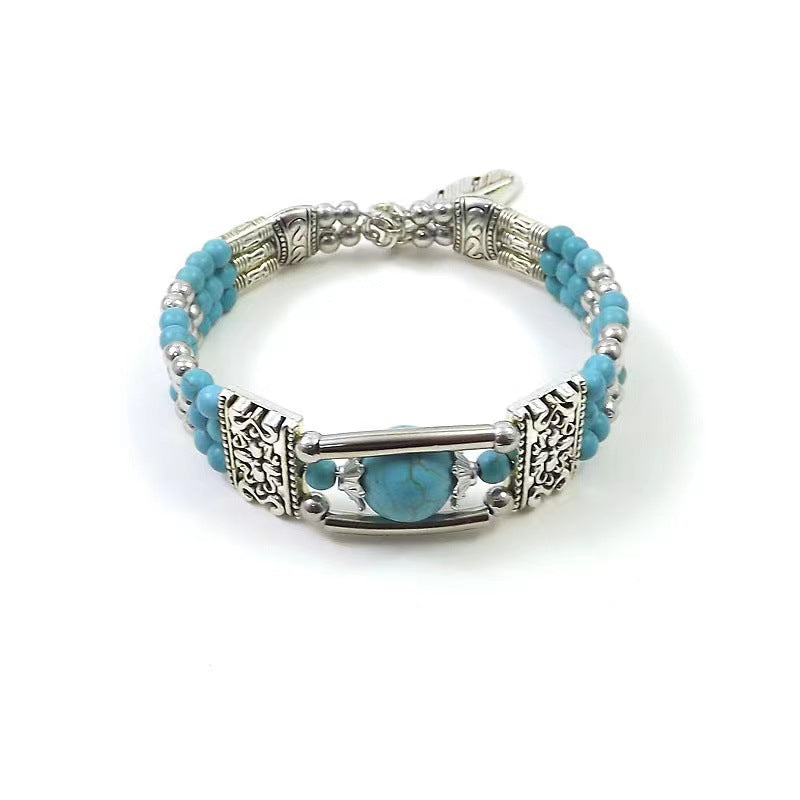Ethnic-style Vintage Bangle With Exotic Miao Silver Design سوار عتيق الطراز ذو تصميم عرقي مزين بفضة مياو غريبة