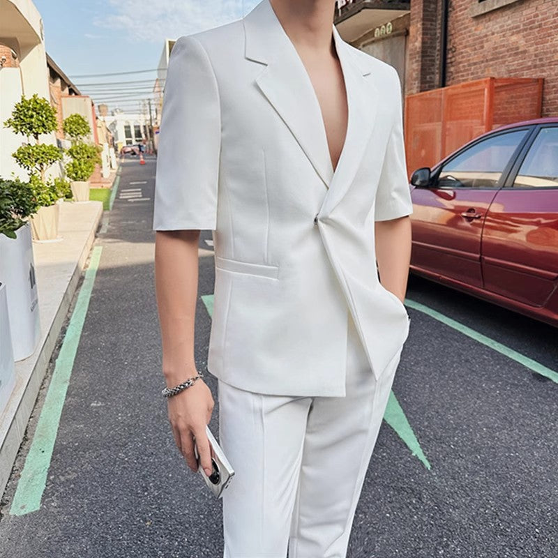 High-end Mens Suit With Three-quarter Sleeves بدلة رجالية فاخرة بأكمام ثلاثة أرباع