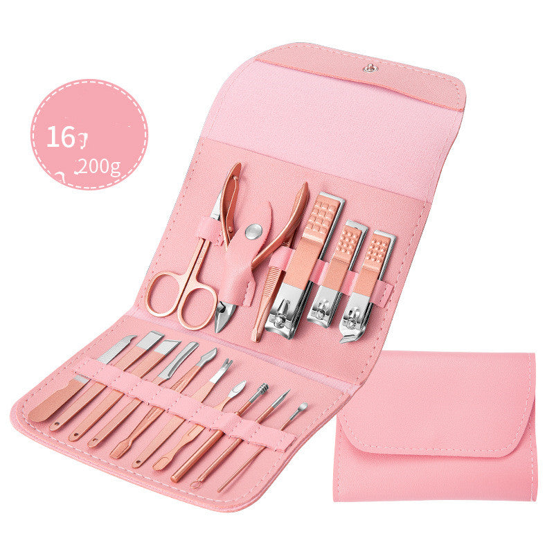 Professional Scissors Nail Clippers Set Ear Spoon Dead Skin Pliers Nail Cutting Pliers Pedicure Knife Nail Groove Trimmers مجموعة مقصات أظافر احترافية، ملعقة أذن، كماشة لإزالة الجلد الميت، كماشة لقص الأظافر، سكين باديكير، أداة تشذيب أخاديد الأظافر
