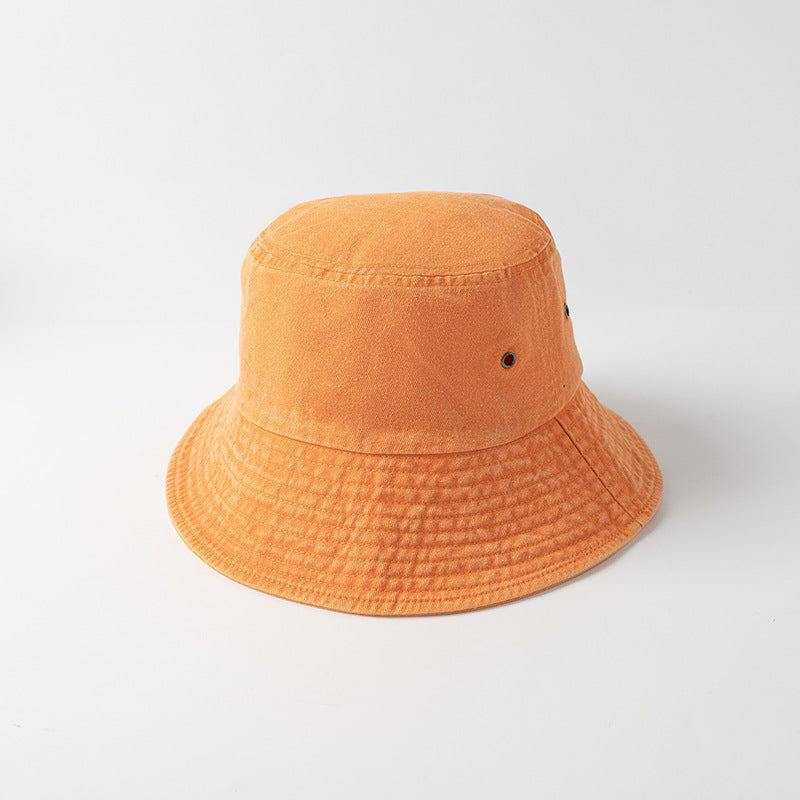 Personalized Distressed Simple Solid-Colored Bucket Hat قبعة دلو بسيطة بلون موحد بتصميم عتيق ومخصصة