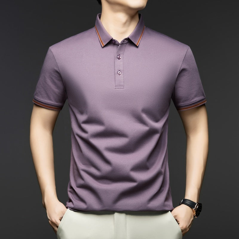 Business-Style Breathable Mens Short-Sleeve T-Shirt تيشيرت رجالي بأكمام قصيرة، مناسب للعمل، مصنوع من قماش يسمح بمرور الهواء.