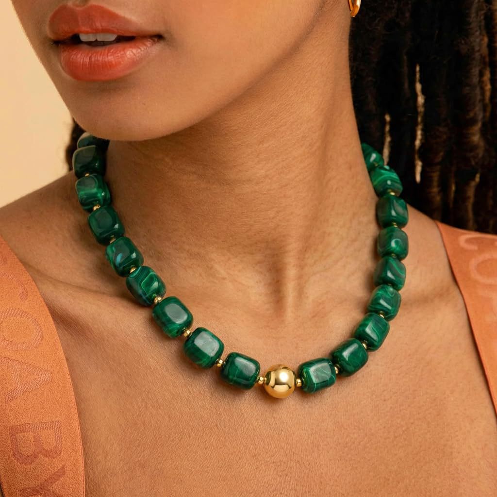 Bohemian-style Multicolor Resin Bead Necklace قلادة من الخرز الراتنجي متعدد الألوان على الطراز البوهيمي