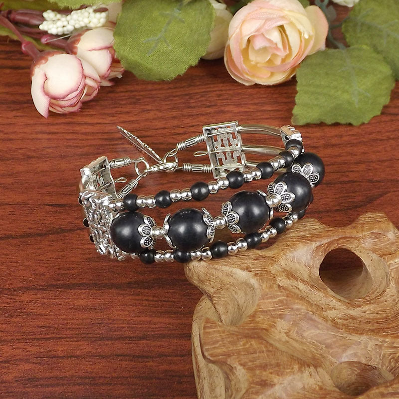 Ethnic-style Vintage Bangle With Exotic Miao Silver Design سوار عتيق الطراز ذو تصميم عرقي مزين بفضة مياو غريبة