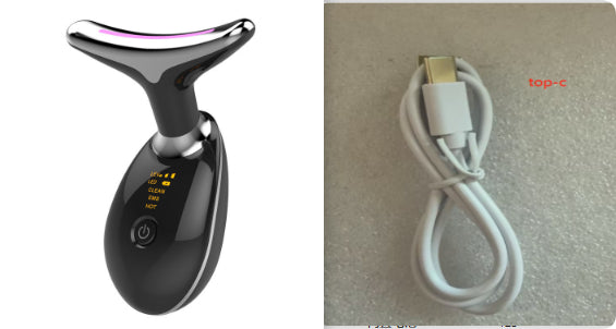 EMS Thermal Neck Lifting And Tighten Massager Electric Microcurrent Wrinkle Remover جهاز تدليك حراري لشدّ الرقبة ورفعها بتقنية EMS، مزيل للتجاعيد يعمل بالتيار الكهربائي الدقيق