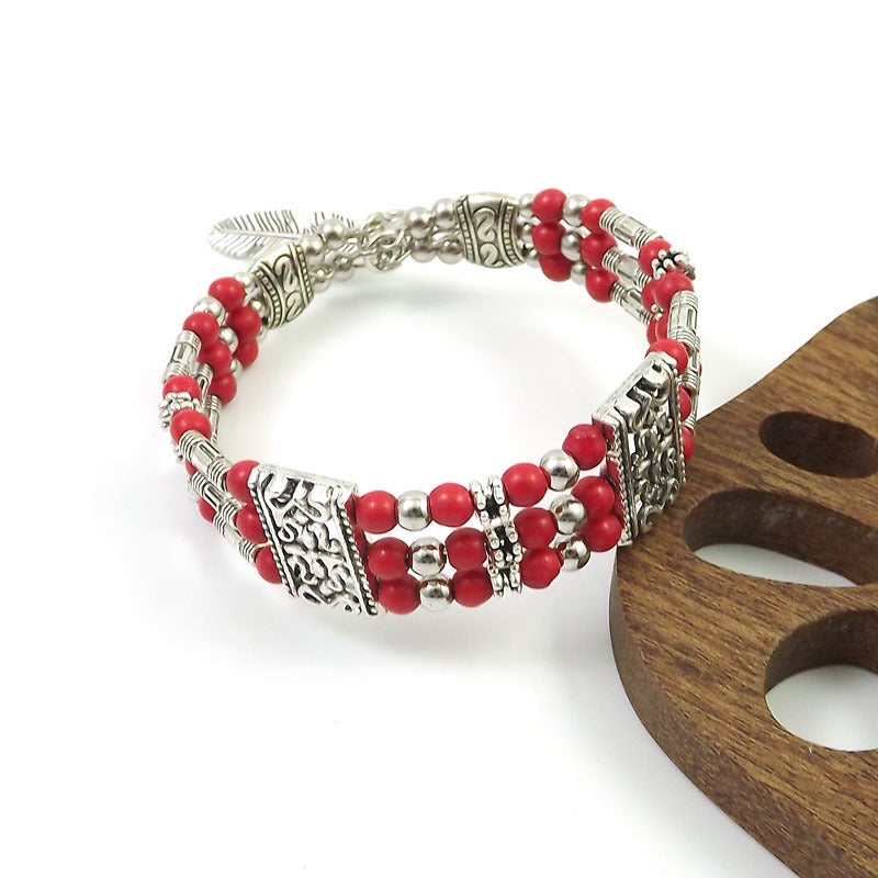 Ethnic-style Vintage Bangle With Exotic Miao Silver Design سوار عتيق الطراز ذو تصميم عرقي مزين بفضة مياو غريبة