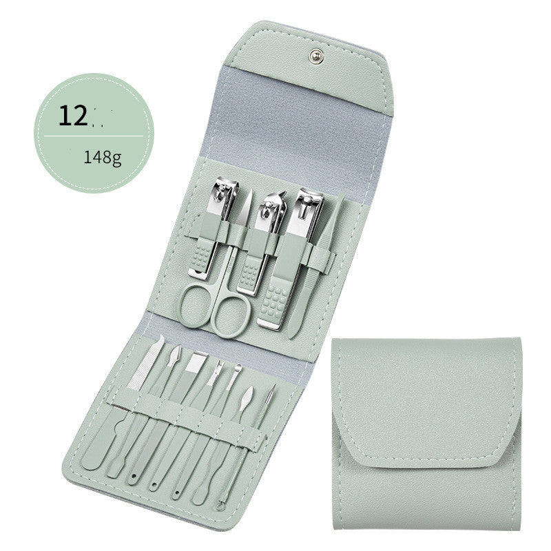 Professional Scissors Nail Clippers Set Ear Spoon Dead Skin Pliers Nail Cutting Pliers Pedicure Knife Nail Groove Trimmers مجموعة مقصات أظافر احترافية، ملعقة أذن، كماشة لإزالة الجلد الميت، كماشة لقص الأظافر، سكين باديكير، أداة تشذيب أخاديد الأظافر