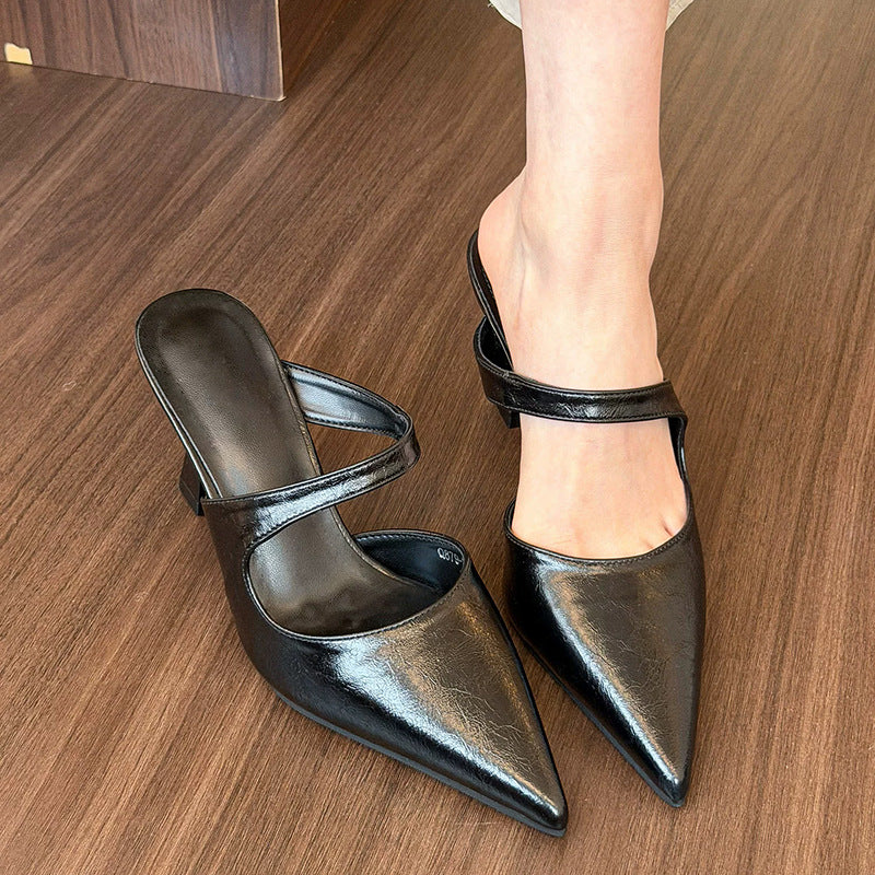 Pointed-toe Stiletto-heel Open-back Mules For Women أحذية نسائية مفتوحة من الخلف بكعب ستيليتو ومقدمة مدببة