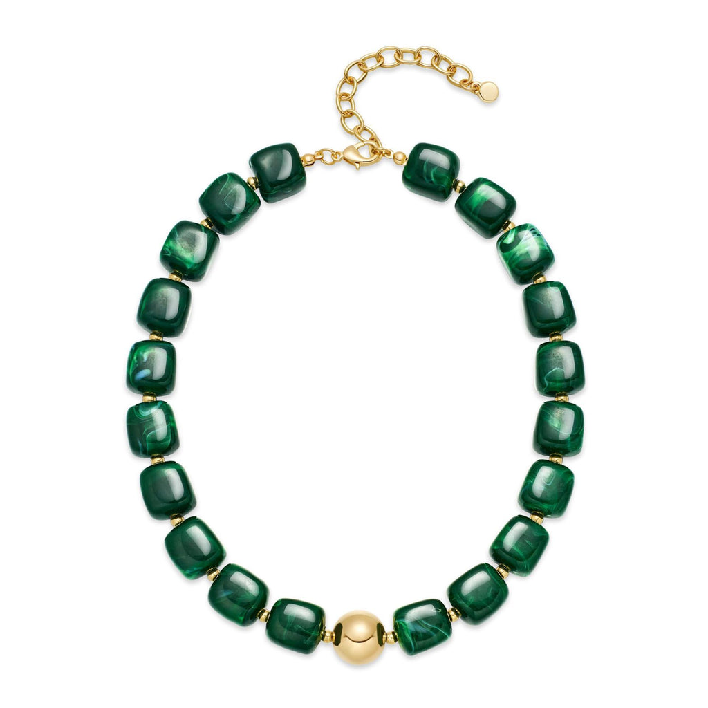Bohemian-style Multicolor Resin Bead Necklace قلادة من الخرز الراتنجي متعدد الألوان على الطراز البوهيمي