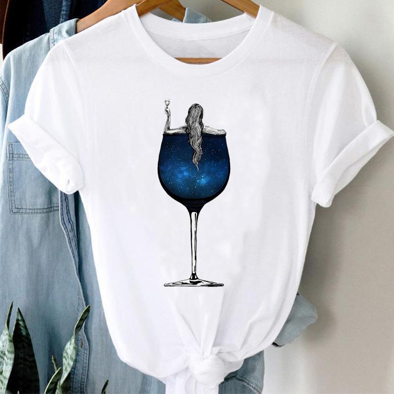 Women Printing Clothing Wine Lady Short Sleeve Casual ملابس نسائية مطبوعة، لون خمري، بأكمام قصيرة، كاجوال