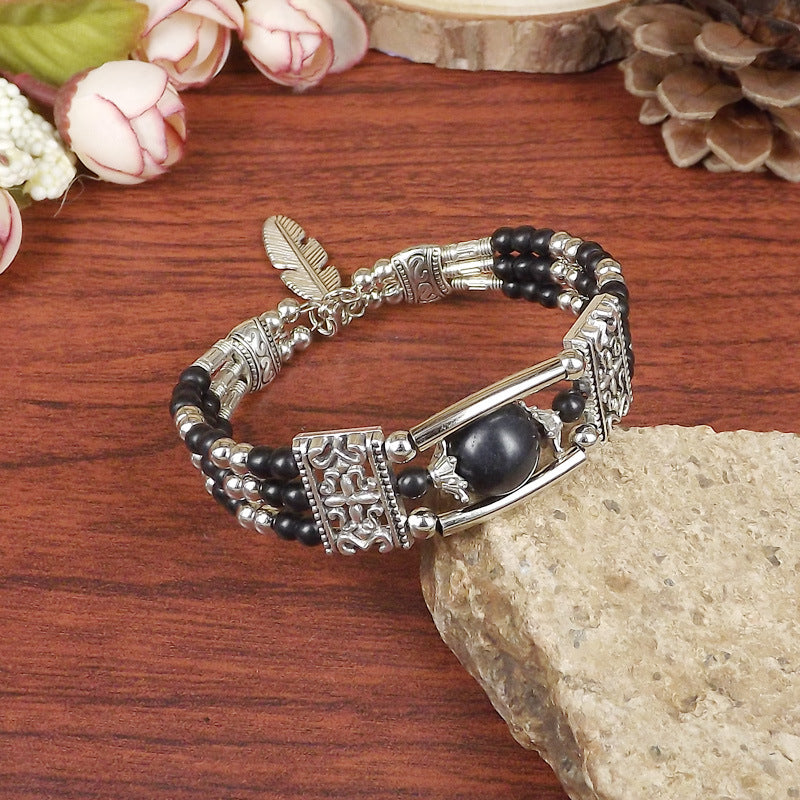 Ethnic-style Vintage Bangle With Exotic Miao Silver Design سوار عتيق الطراز ذو تصميم عرقي مزين بفضة مياو غريبة
