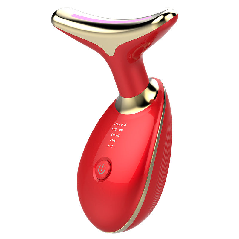 EMS Thermal Neck Lifting And Tighten Massager Electric Microcurrent Wrinkle Remover جهاز تدليك حراري لشدّ الرقبة ورفعها بتقنية EMS، مزيل للتجاعيد يعمل بالتيار الكهربائي الدقيق