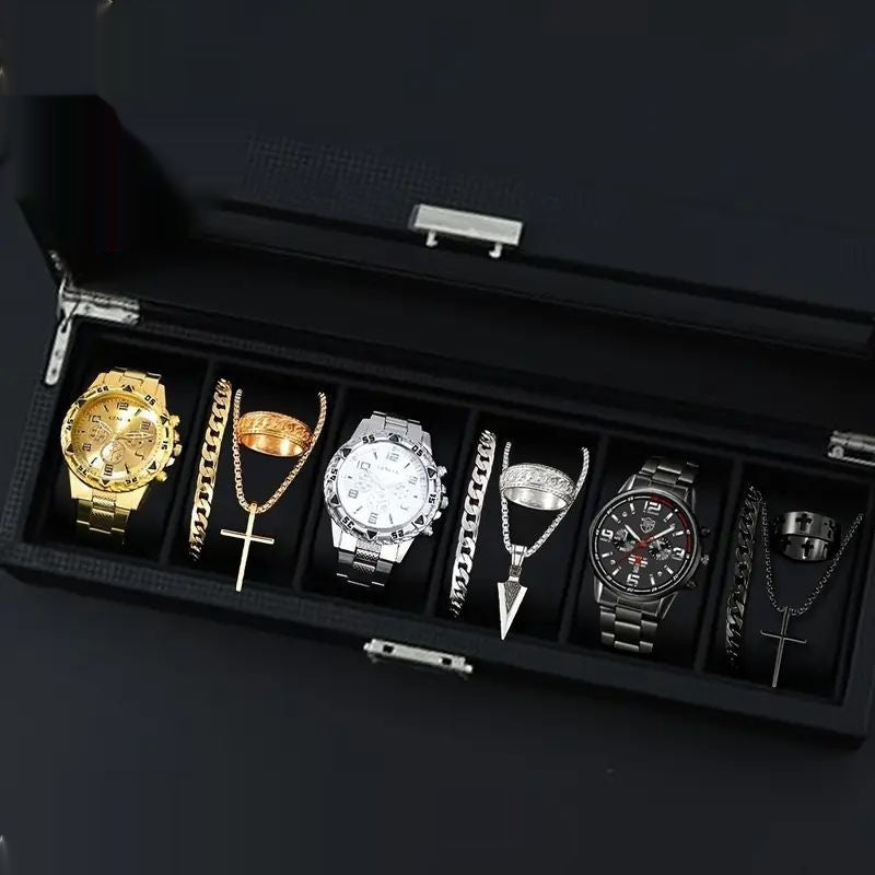 12-set Men's Watches Fashionable Multi-color Assortment Of Quartz Men's Watches مجموعة من 12 ساعة يد رجالية عصرية متعددة الألوان تعمل بحركة الكوارتز