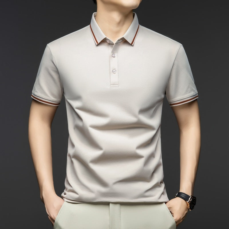 Business-Style Breathable Mens Short-Sleeve T-Shirt تيشيرت رجالي بأكمام قصيرة، مناسب للعمل، مصنوع من قماش يسمح بمرور الهواء.