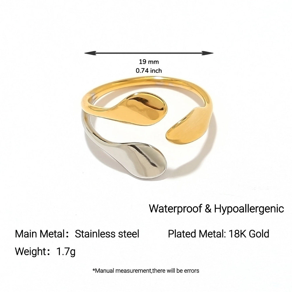 Ins Titanium Steel Ring Round Geometric 18K Gold Plated Niche Women Jewelry خاتم من الفولاذ التيتانيوم بتصميم هندسي دائري مطلي بالذهب عيار 18 قيراطًا، قطعة مجوهرات نسائية أنيقة